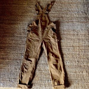Dickies Duck, double front bib Overalls, rinsed brown